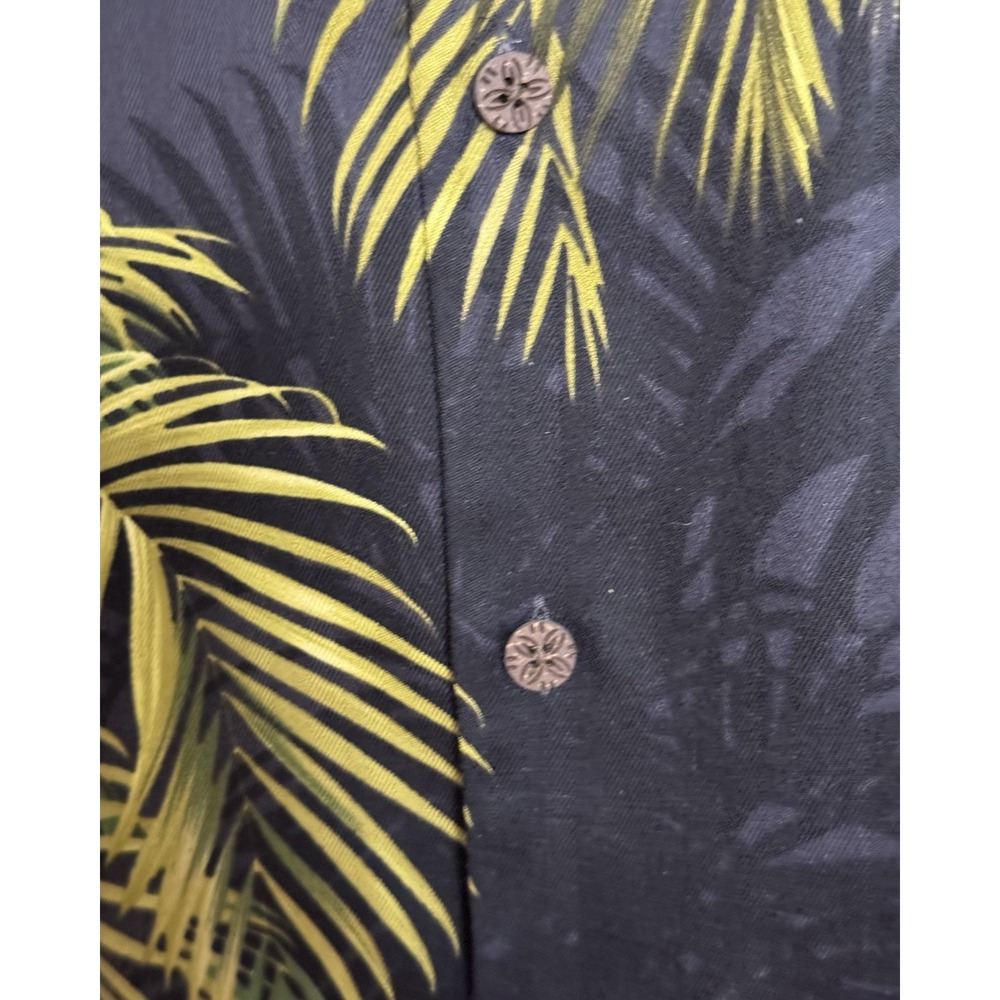 Tommy Bahama Hawaiian Shirt Mens Size XL Black Green Phuket Palm 100% Silk Camp - Picture 5 of 8
